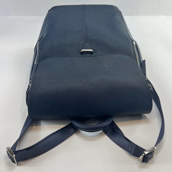 Samsonite Women’s Executive Leather Flap Backpack Navy Work Travel Airplane - Picture 4 of 13